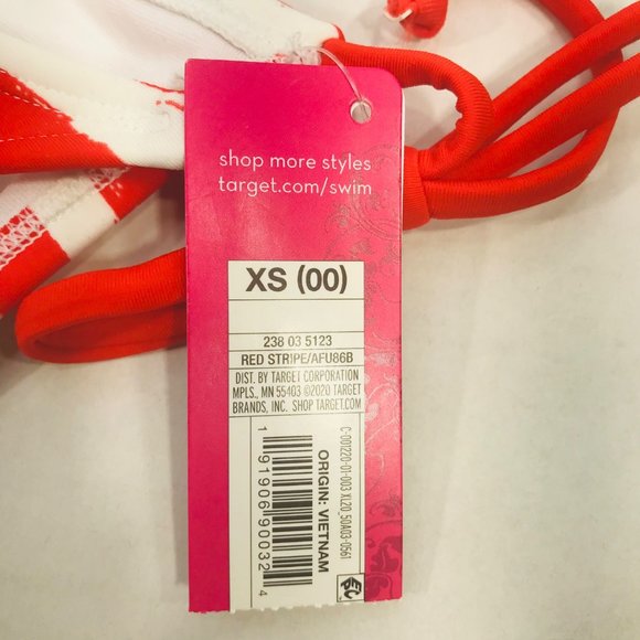 Xhilaration Women's Sz XS 00 Hipster String Bikini Swim Bottom Red White Striped - Picture 4 of 10